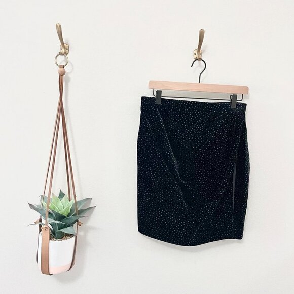 NWT Theory Pleat Wrap Skirt Black/White Dot Velvet Size 6 - Picture 2 of 7